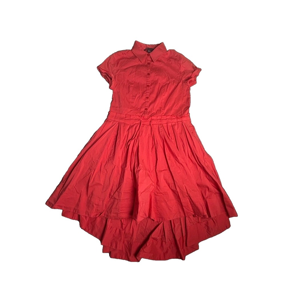 Armani Exchange‎ Dress Shirt Women's 0 Red Collared Short Sleeve Front Button-Up
